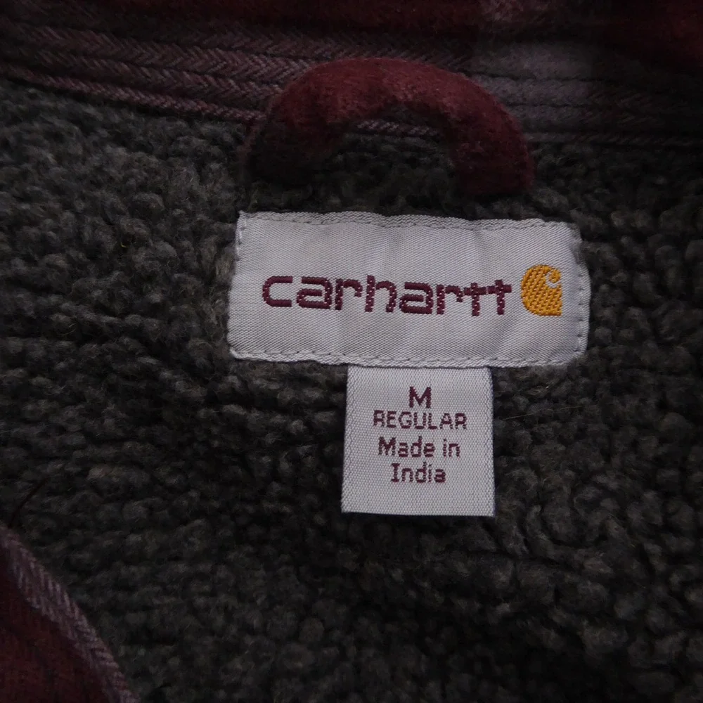 Carhartt 104452 Mens Carhartt Flannel Sherpa-Lined Shirt Jacket Red Plaid Medium
